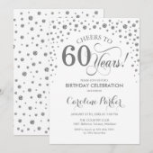 Uitnodiging voor 60e verjaardagsfeestje - Zilver W (Voorkant / Achterkant)