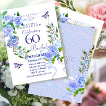Uitnodiging voor 60ste verjaardag met Blauwe Rozen