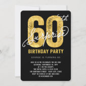 Uitnodiging voor 60ste verjaardagsfeest met goud f (Voorkant)