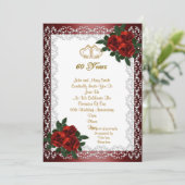 Uitnodiging voor 60ste verjaardagsfeest met rode r (Staand voorkant)