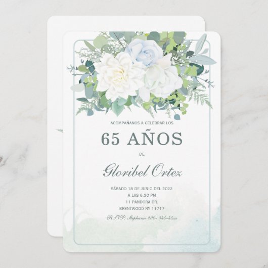 Uitnodiging voor 65-jarige vrouw (Voorkant / Achterkant)