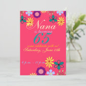 Uitnodiging voor 65e verjaardag in kleurrijke en f (Staand voorkant)