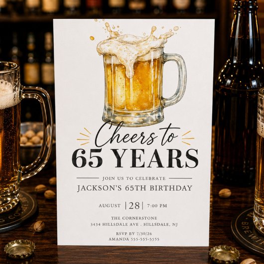 Uitnodiging voor 65e verjaardag: Proost