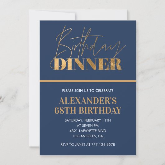 Uitnodiging voor 68e verjaardagsdiner Verjaardagsd (Voorkant)