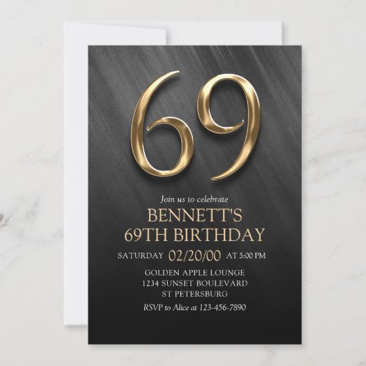 Uitnodiging voor 69e verjaardag (Voorkant)