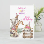 Uitnodiging voor 6de verjaardag Party Animals | Sa (Staand voorkant)