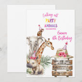 Uitnodiging voor 6de verjaardag Party Animals | Sa (Voorkant / Achterkant)