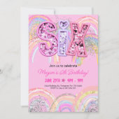 Uitnodiging voor 6e verjaardag regenboog (Voorkant)