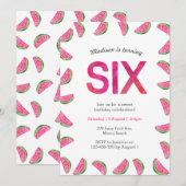 Uitnodiging voor 6e verjaardag | tropische waterme (Voorkant / Achterkant)