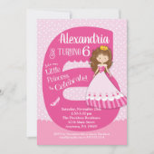 Uitnodiging voor 6e verjaardag van prinses met bru (Voorkant)