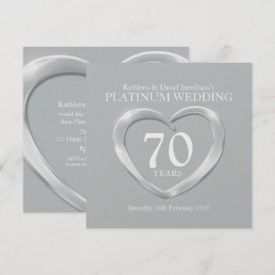 Uitnodiging voor 70-jarig huwelijksjubileum in pla