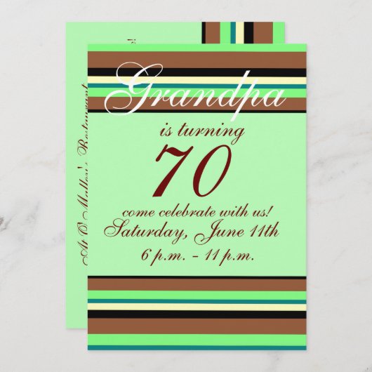 Uitnodiging voor 70e verjaardag (Voorkant / Achterkant)