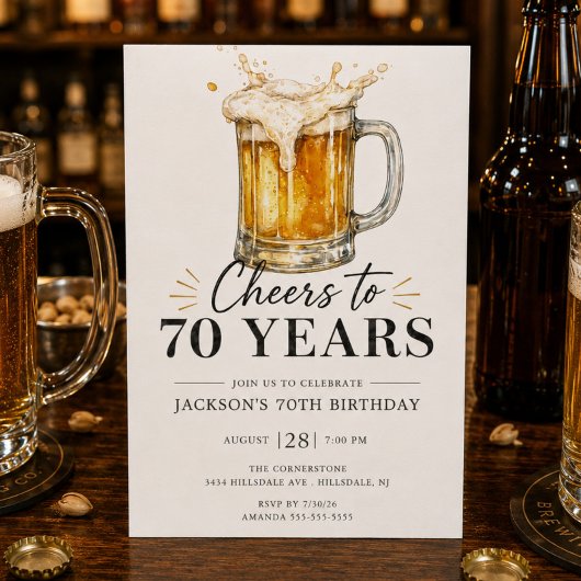 Uitnodiging voor 70e verjaardag: Proost!