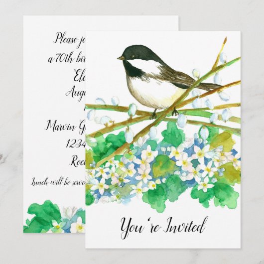 Uitnodiging voor 70e verjaardagsfeestje van de mee (Voorkant / Achterkant)