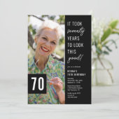 Uitnodiging voor 70e verjaardagsfotofeestje (Staand voorkant)