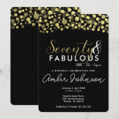 Uitnodiging voor 70ste verfeestdag, zwart en goud (Voorkant / Achterkant)