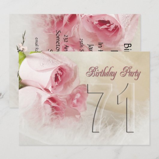 Uitnodiging voor 71 jaar verjaardagsfeest (Voorkant / Achterkant)