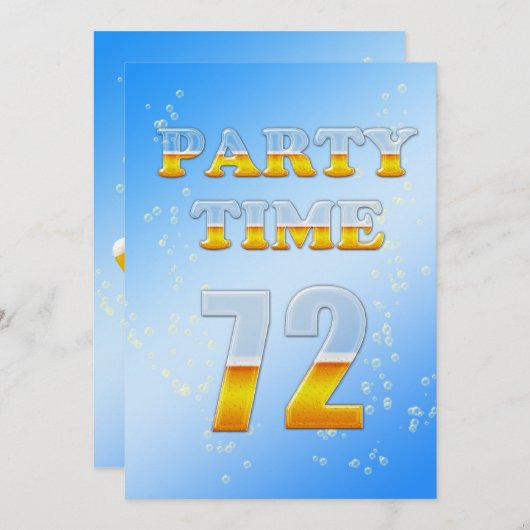 uitnodiging voor 72e verjaardag met bier (Voorkant / Achterkant)