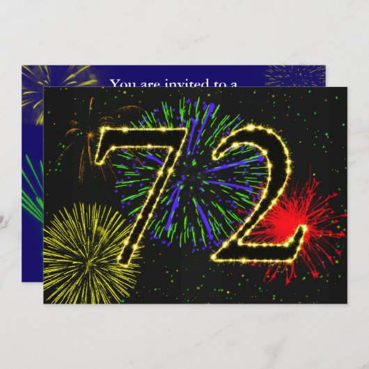 Uitnodiging voor 72e verjaardagsfeest (Voorkant / Achterkant)