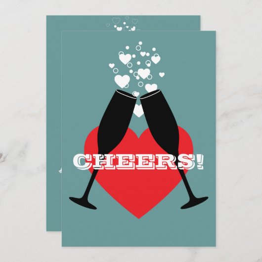 Uitnodiging voor 75e Jubileum bruiloft - Cheers! (Voorkant / Achterkant)