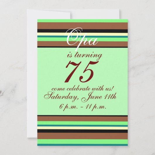 Uitnodiging voor 75e verjaardag (Voorkant)