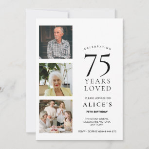 Uitnodiging voor 75e verjaardag met foto, 75 jaar 