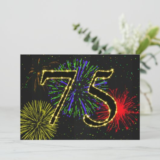 Uitnodiging voor 75e verjaardagsfeest (Staand voorkant)