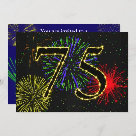 Uitnodiging voor 75e verjaardagsfeest (Voorkant / Achterkant)