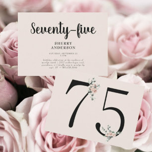 Uitnodiging voor 75ste verjaardagsfeest Blush Rose