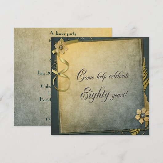 Uitnodiging voor 80e verjaardag (Voorkant / Achterkant)