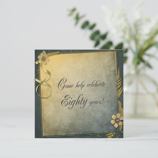 Uitnodiging voor 80e verjaardag (Staand voorkant)