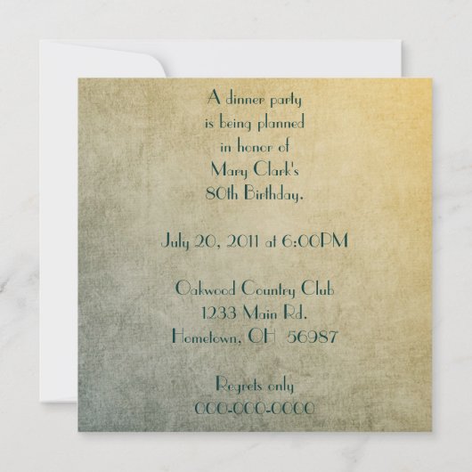 Uitnodiging voor 80e verjaardag (Achterkant)