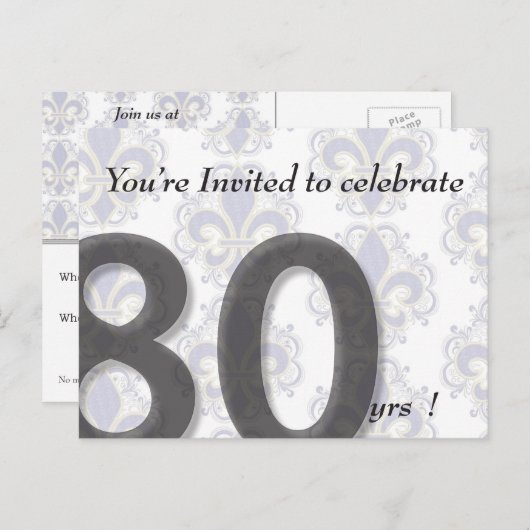 Uitnodiging voor 80e verjaardag (Voorkant / Achterkant)