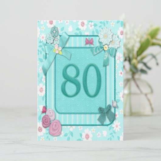 uitnodiging voor 80e verjaardag (Staand voorkant)