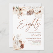 Uitnodiging voor 80e verjaardag Boho Pampas (Voorkant)