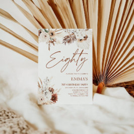 Uitnodiging voor 80e verjaardag Boho Pampas