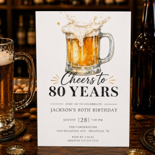 Uitnodiging voor 80e verjaardag: Proost!