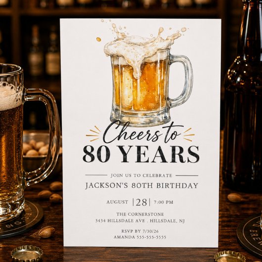 Uitnodiging voor 80e verjaardag: Proost!