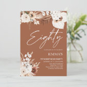 Uitnodiging voor 80e verjaardag Terracotta Boho Pa (Staand voorkant)