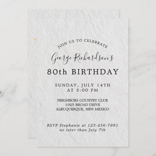 Uitnodiging voor 80e verjaardagskaart (Voorkant / Achterkant)