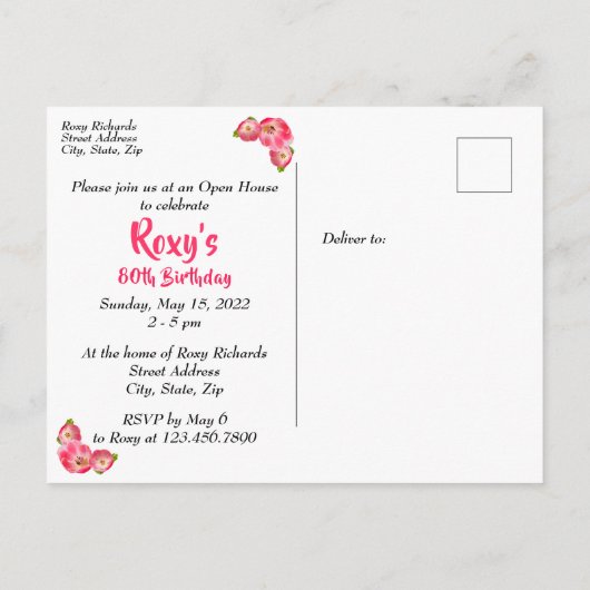 Uitnodiging voor 80e verpartij - save the date-pos (Achterkant)