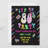 Uitnodiging voor 80s feest retro 80 decennium vier (Voorkant)