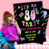 Uitnodiging voor 80s feest retro 80 decennium vier