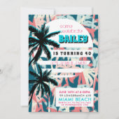 Uitnodiging voor 80's Miami verjaardagsfeest (Voorkant)