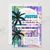 Uitnodiging voor 80's Miami verjaardagsfeest (Voorkant)