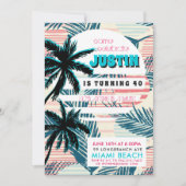 Uitnodiging voor 80's Miami verjaardagsfeest (Voorkant)