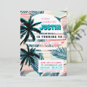 Uitnodiging voor 80's Miami verjaardagsfeest (Staand voorkant)