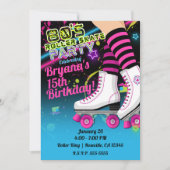 Uitnodiging voor 80's Retro Roller Skating Schaats (Voorkant)