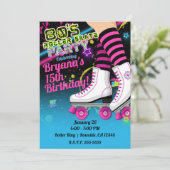 Uitnodiging voor 80's Retro Roller Skating Schaats (Staand voorkant)