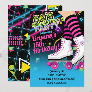 Uitnodiging voor 80's Retro Roller Skating Schaats